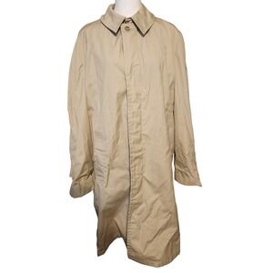 VTG Vanderbilt Plaid Lined Tan Beige Trench Coat Classic Overcoat Outerwear
